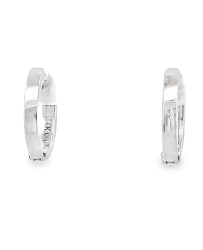14K White Gold Huggie Hoop Diamond Earrings