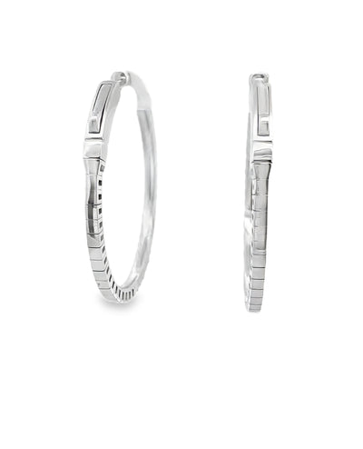 14K White Gold Diamond Hoop Earrings
