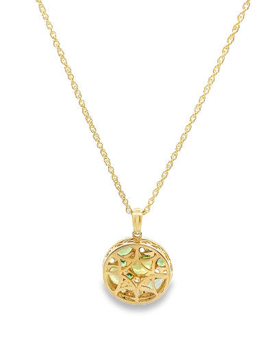 Allison Kaufman 14K Yellow Gold Diamond, Tsavorite & Peridot Circle Necklace