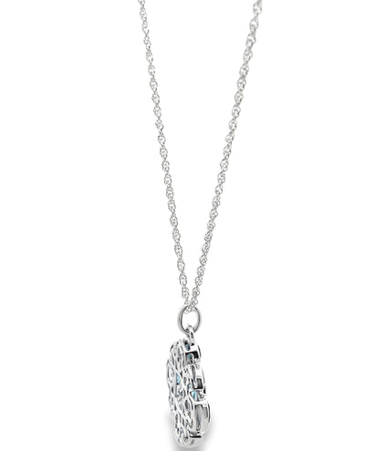 Allison Kaufman 14K White Gold Mixed Cut Blue Topaz & Diamond Geometric Necklace