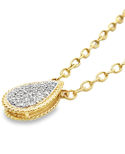 Allison Kaufman 14K Yellow Gold Pear Shaped Diamond Pendant Necklace