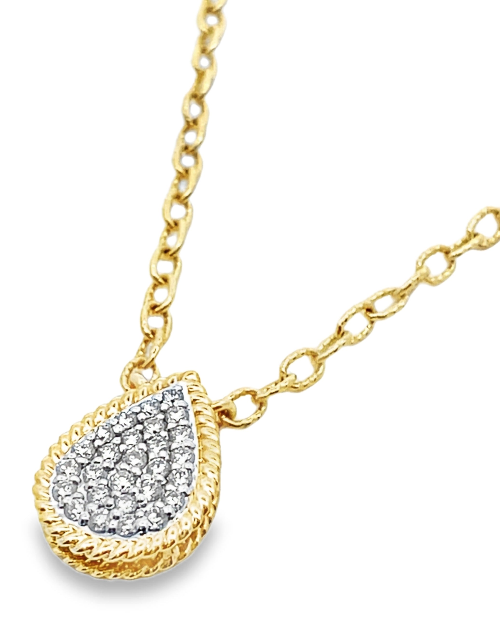 Allison Kaufman 14K Yellow Gold Pear Shaped Diamond Pendant Necklace