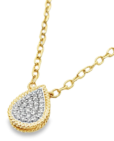 Allison Kaufman 14K Yellow Gold Pear Shaped Diamond Pendant Necklace