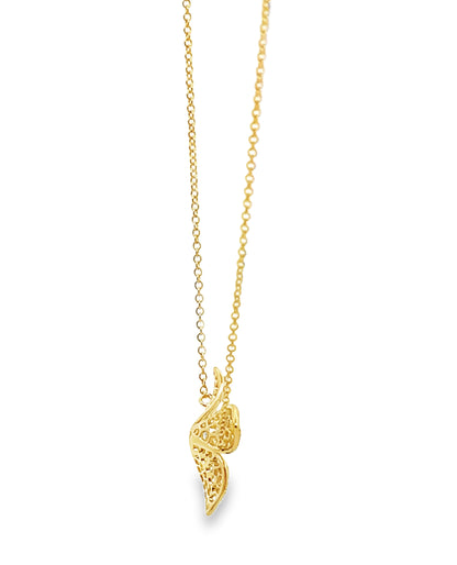18K Yellow Gold Diamond Floral Necklace
