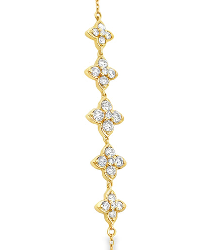 Quatrefoil Five Station 0.70 Carat Diamond Bracelet in 18K Yellow Gold