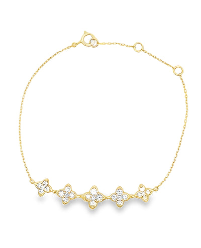 Quatrefoil Five Station 0.70 Carat Diamond Bracelet in 18K Yellow Gold