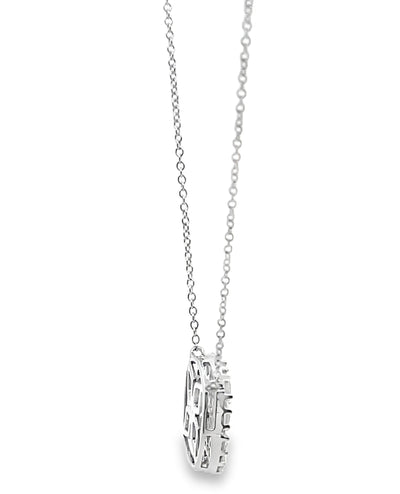 18K White Gold 1.51 Carat Diamond Square Pendant Necklace