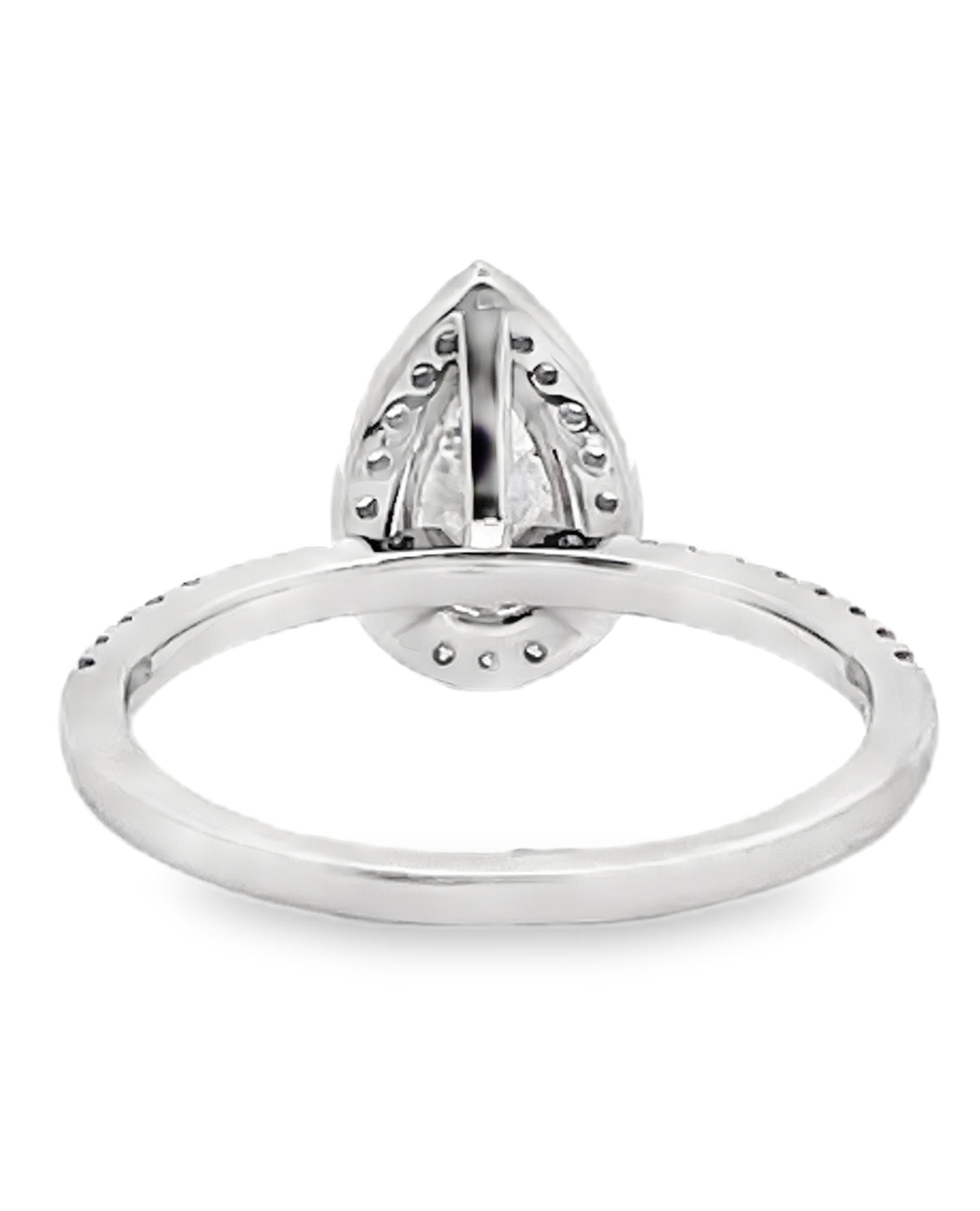 18K White Gold Halo Ring with Lab Grown Pear Shaped Diamond