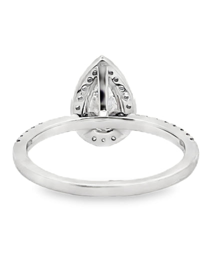 18K White Gold Halo Ring with Lab Grown Pear Shaped Diamond