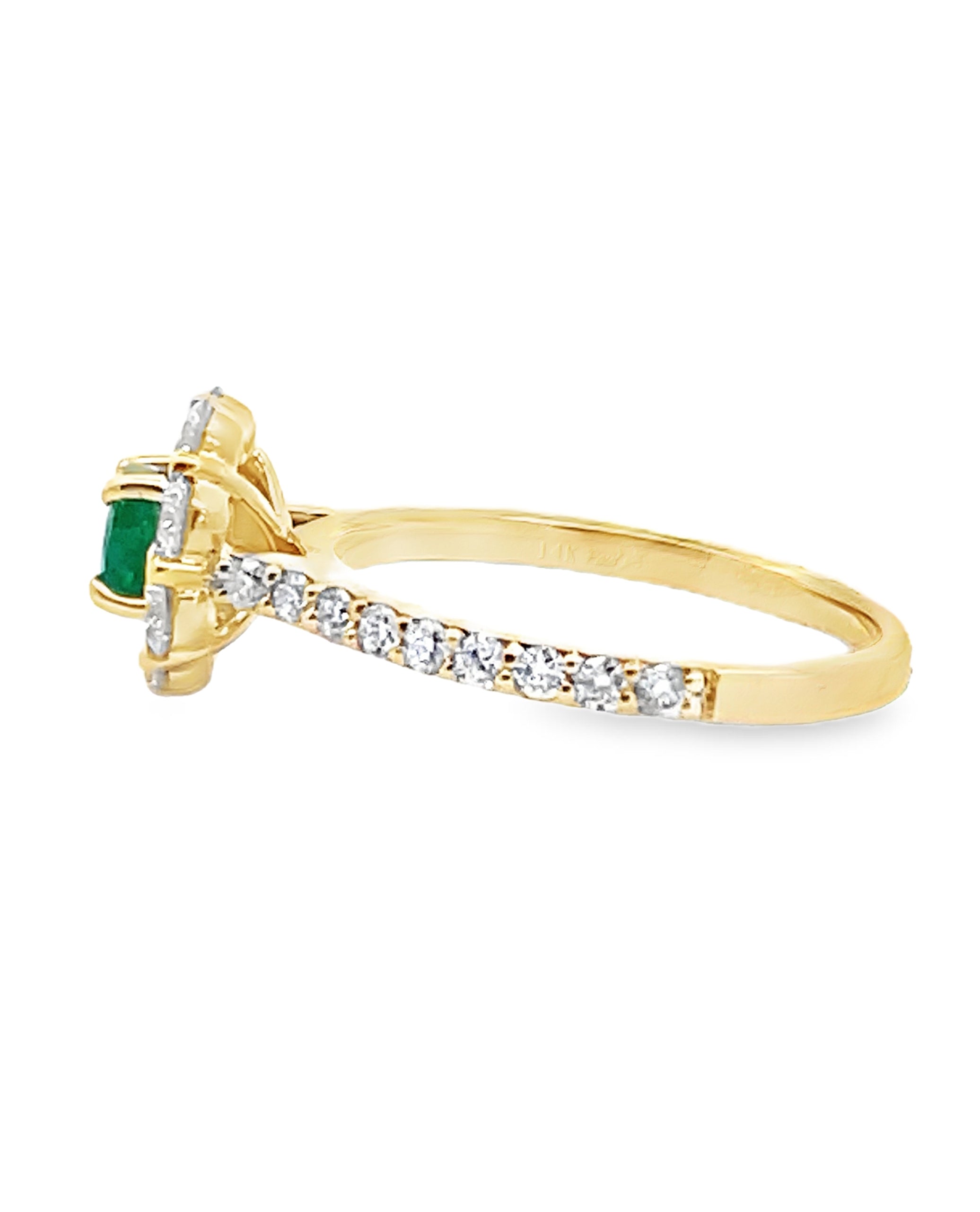 14K Yellow Gold Emerald & Diamond Engagement Ring