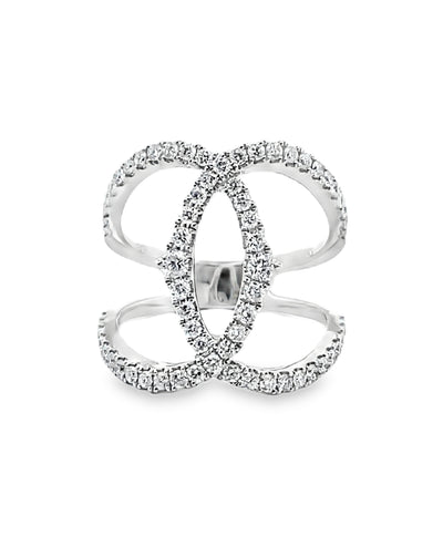 18K White Gold Interlocking Diamond Fashion Ring