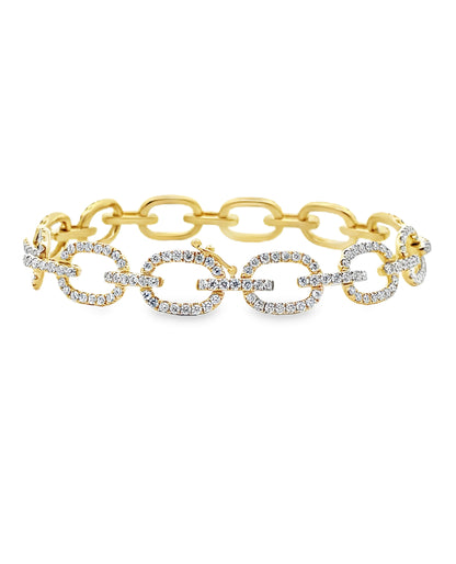 18K Yellow Gold Diamond Paperclip Bracelet