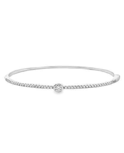 14K White Gold Diamond Bangle Bracelet