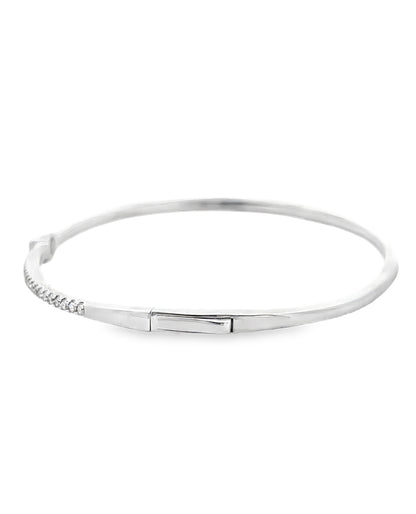 14K White Gold Diamond Bangle Bracelet