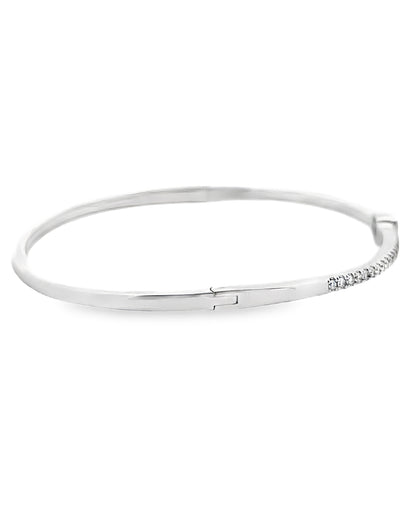 14K White Gold Diamond Bangle Bracelet