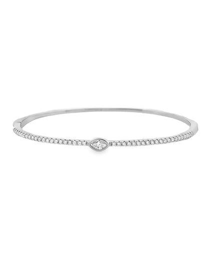 14K White Gold Diamond Bangle Bracelet