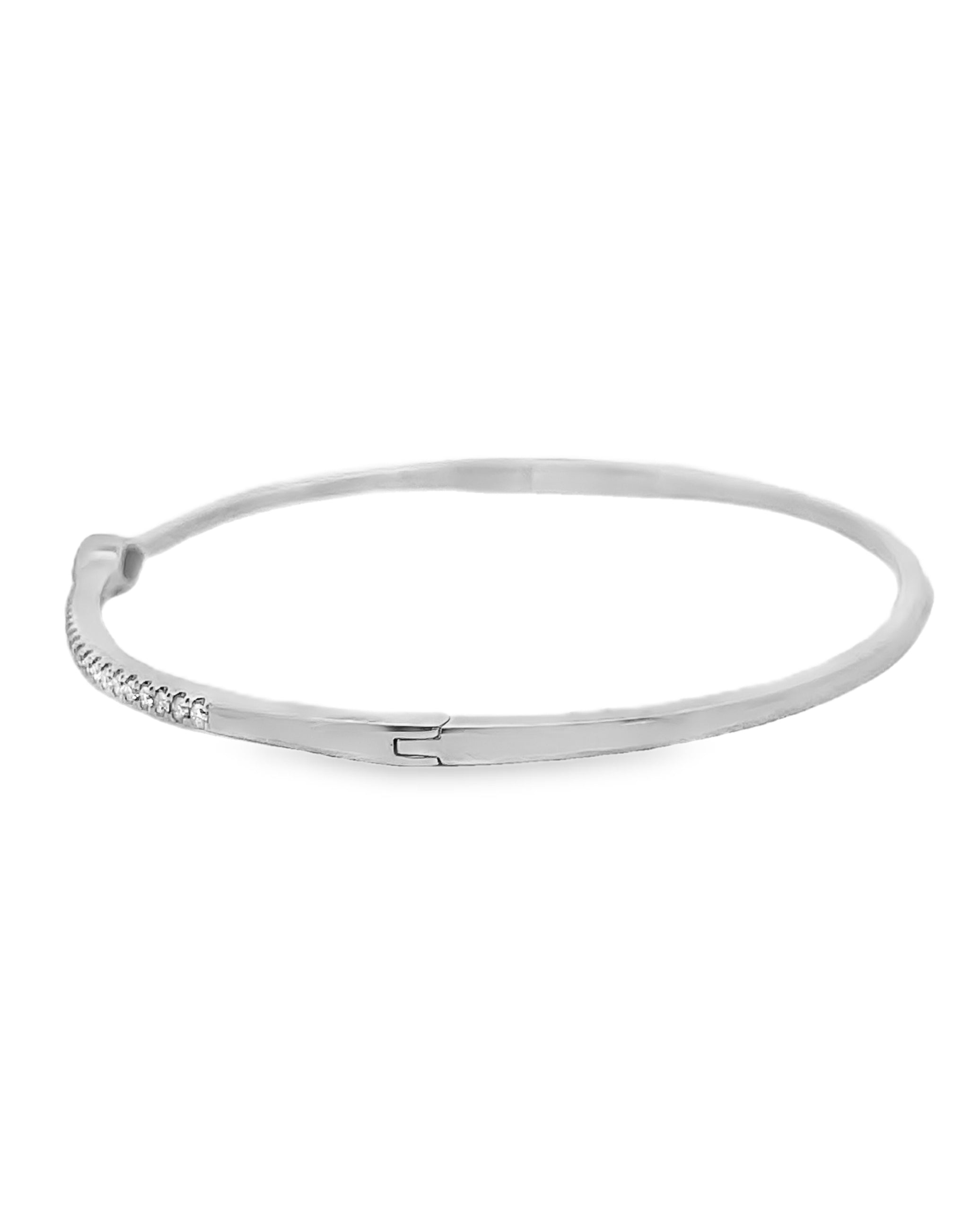 14K White Gold Diamond Bangle Bracelet