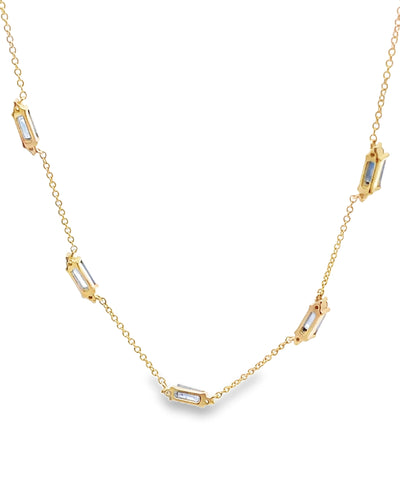 14K Yellow Gold Five Station Sapphire Necklace