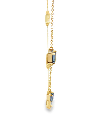 14K Yellow Gold Five Station Sapphire Necklace
