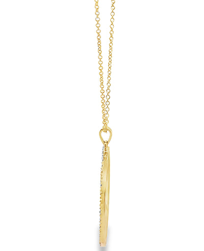 14K Yellow Gold Diamond Circle Pendant Necklace