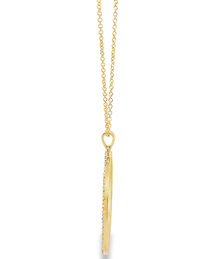 14K Yellow Gold Diamond Circle Pendant Necklace