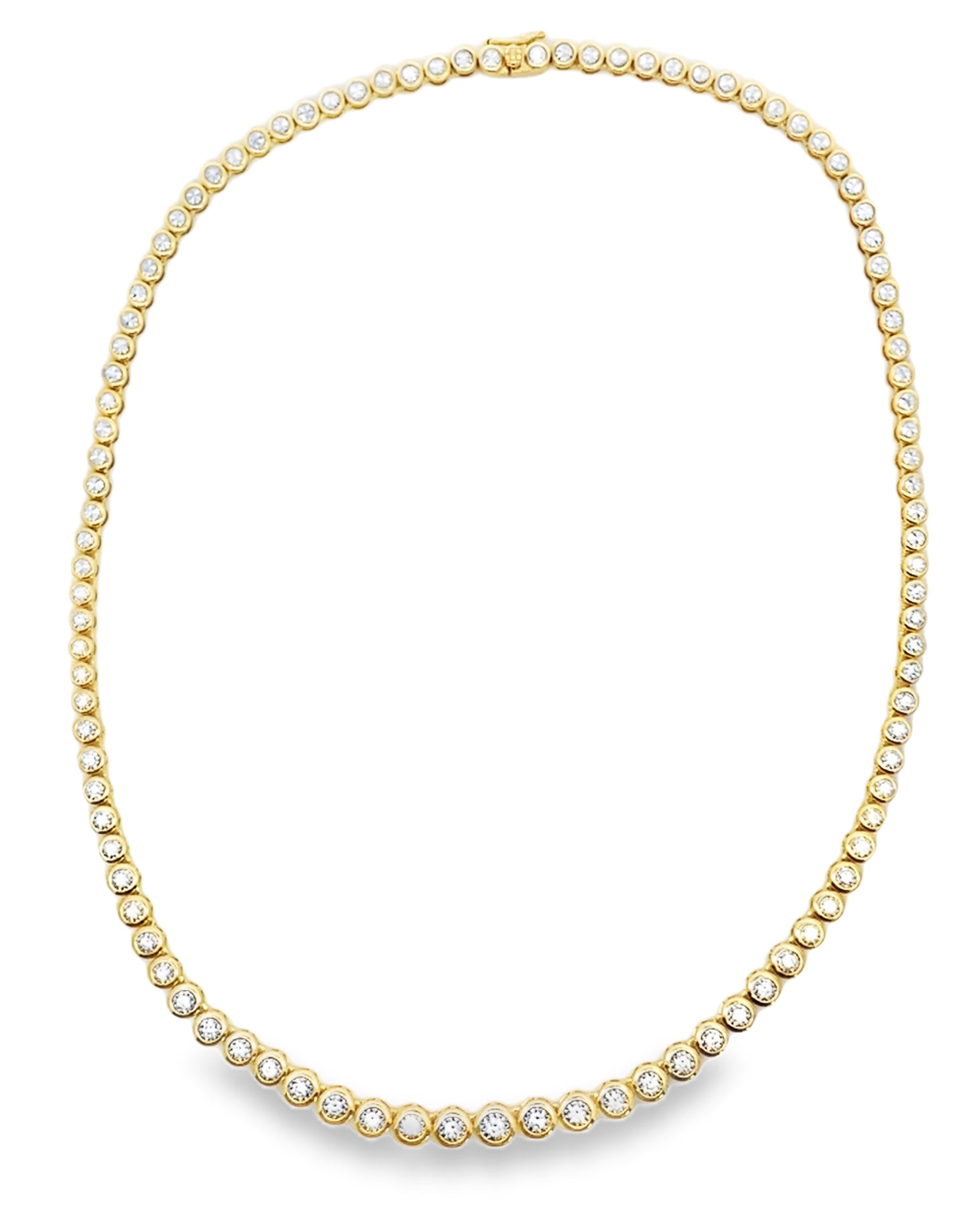 14K Yellow Gold Bezel Set Tennis Necklace