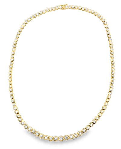 14K Yellow Gold Bezel Set Tennis Necklace 1.35 Carats