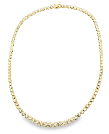 14K Yellow Gold Bezel Set Tennis Necklace