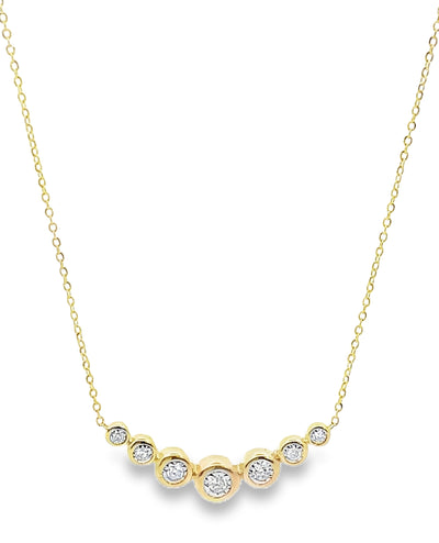 14K Yellow Gold Diamond Bezel Set Necklace