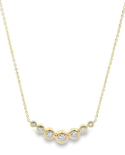 14K Yellow Gold Diamond Bezel Set Necklace
