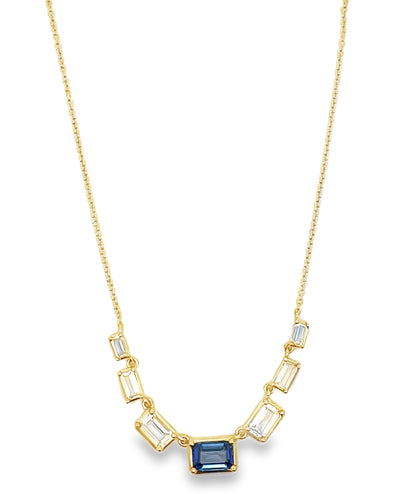 14K Yellow Gold Sapphire & White Topaz Necklace