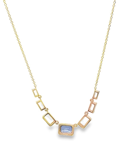 14K Yellow Gold Sapphire & White Topaz Necklace
