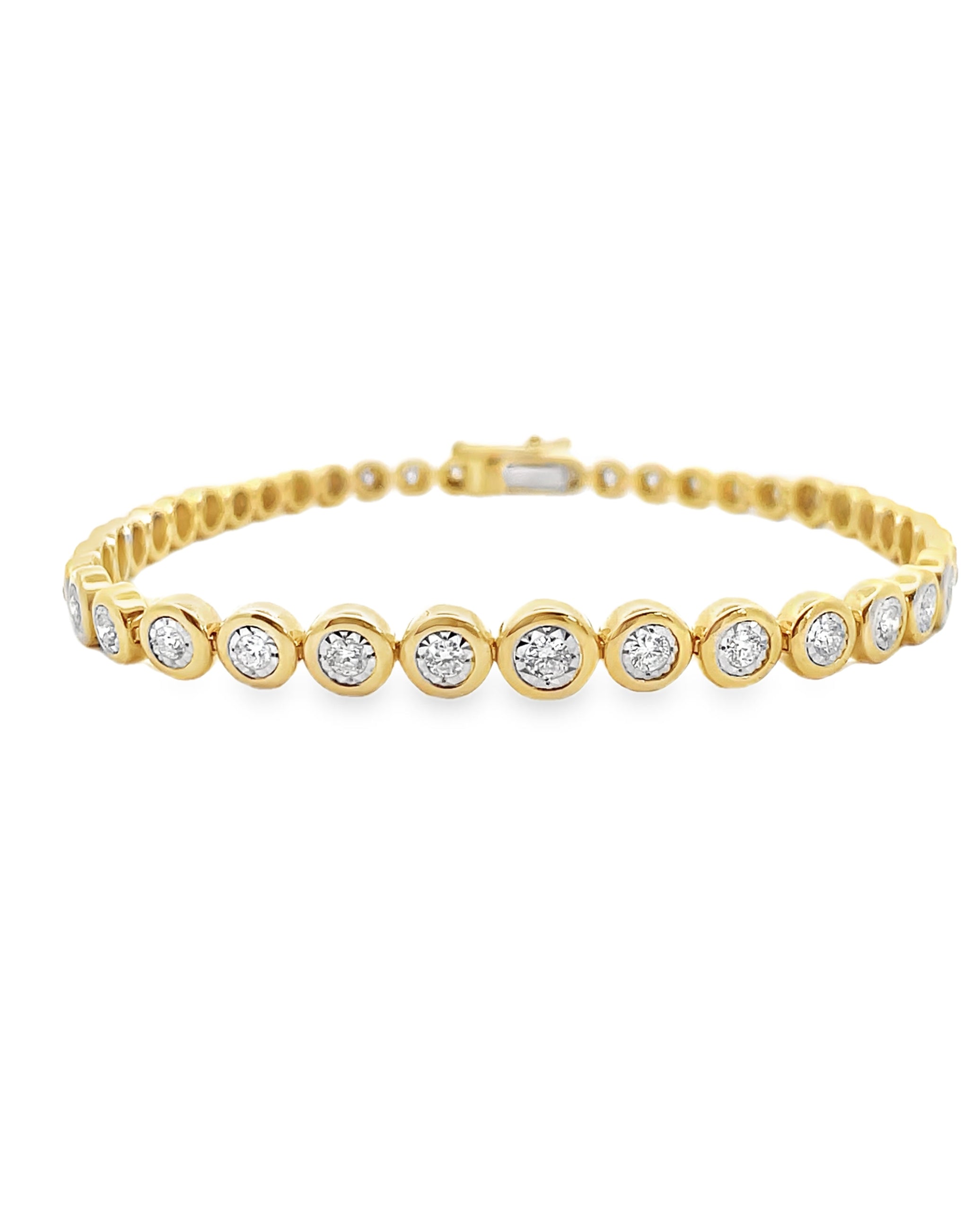 14K Yellow Gold Bezel Set Diamond Bracelet