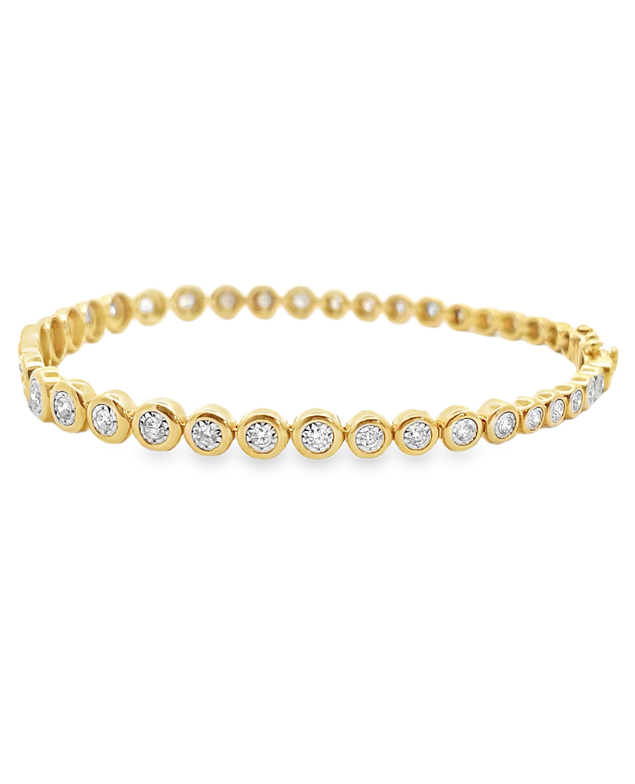 14K Yellow Gold Bezel Set Diamond Bracelet