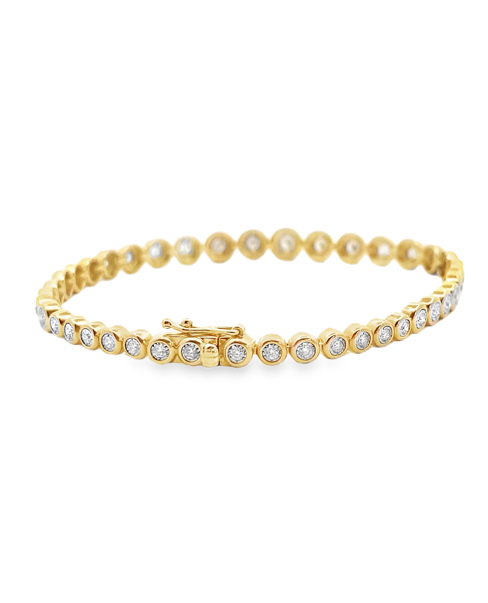 14K Yellow Gold Bezel Set Diamond Bracelet