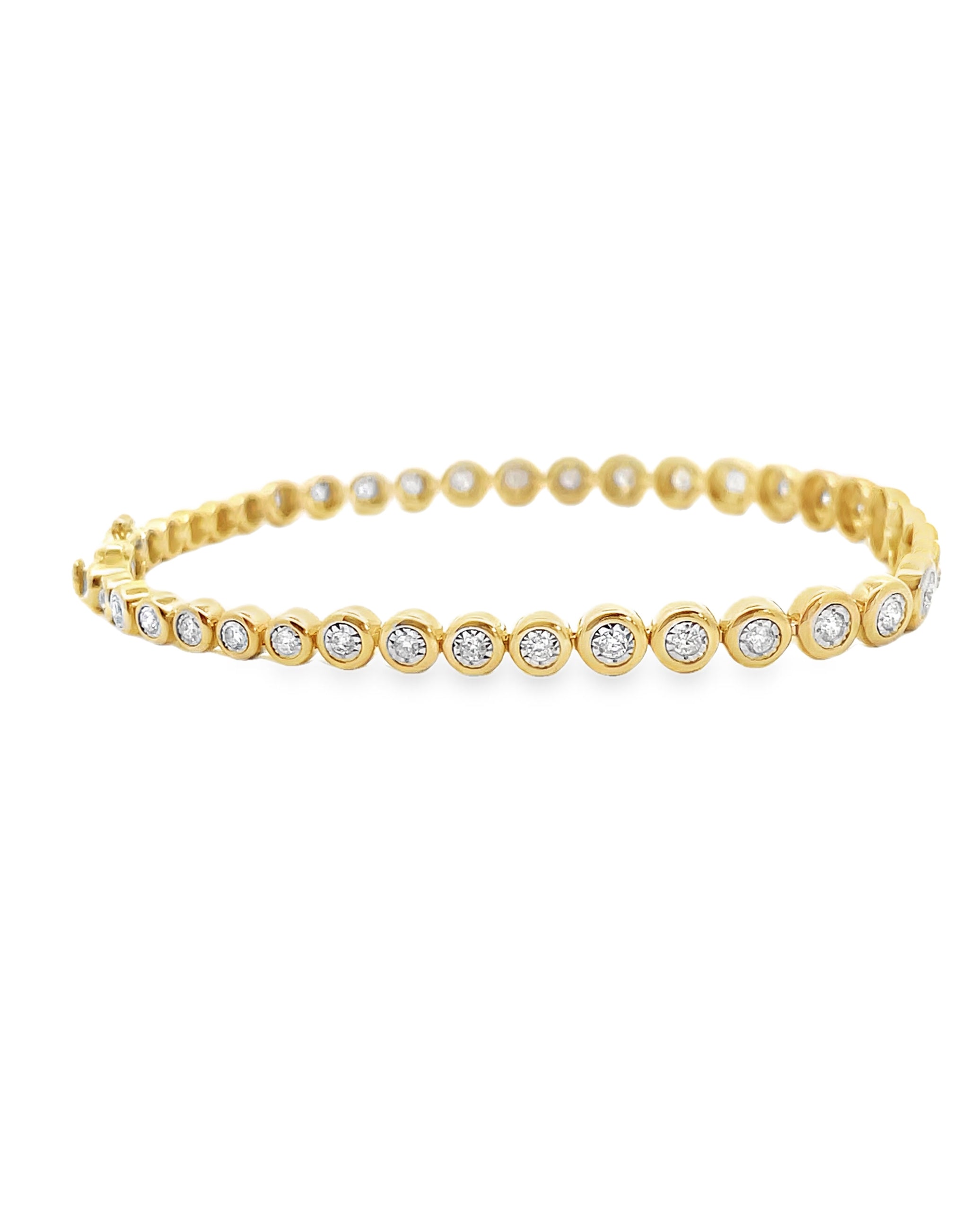 14K Yellow Gold Bezel Set Diamond Bracelet
