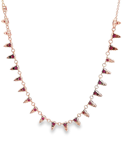 14K Rose Gold Ruby & Diamond Necklace