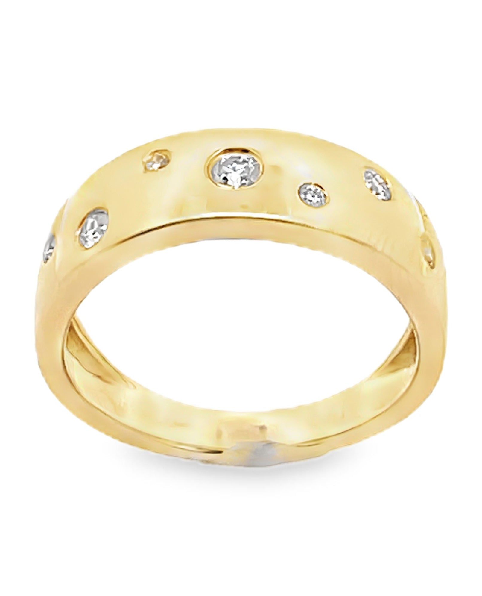Cascading Round Diamond Ring in 14K Yellow Gold with High Polish Finish