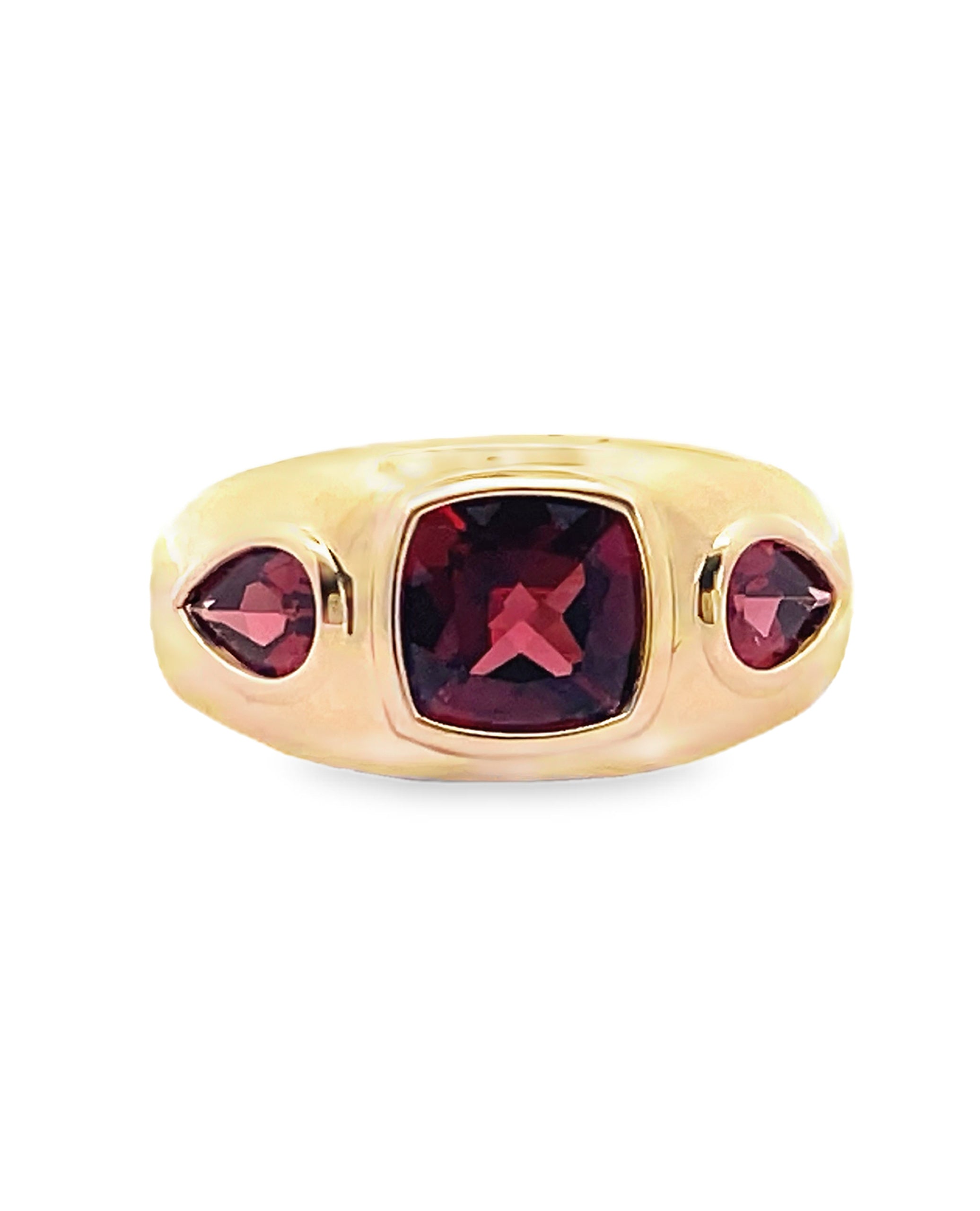 14K Yellow Gold Garnet Ring