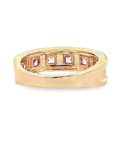 14K Yellow Gold Diamond & Pink Sapphire Fashion Ring