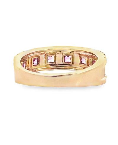 14K Yellow Gold Diamond & Pink Sapphire Fashion Ring