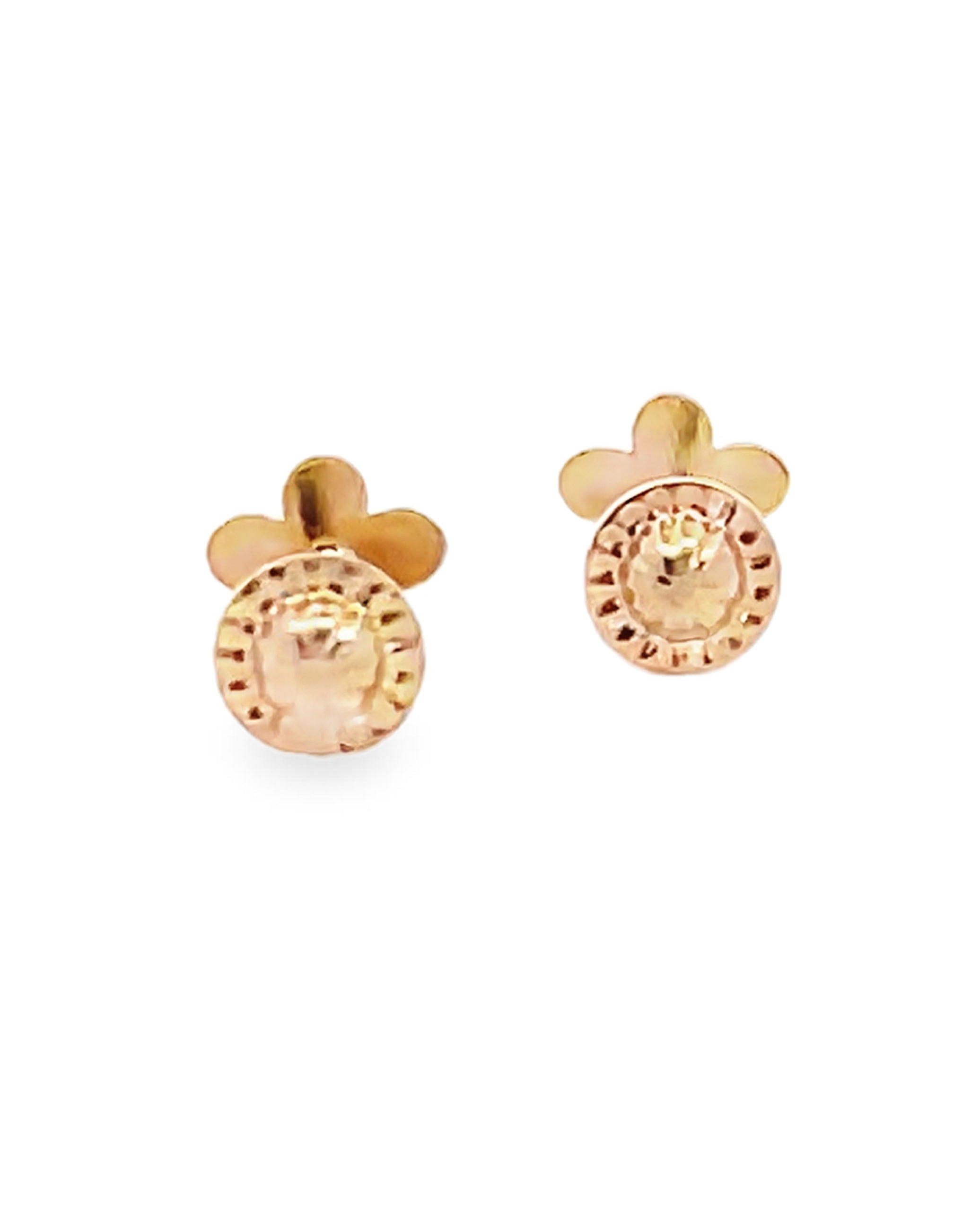 14K Yellow Gold Colorful Flower Earrings with Screwbacks