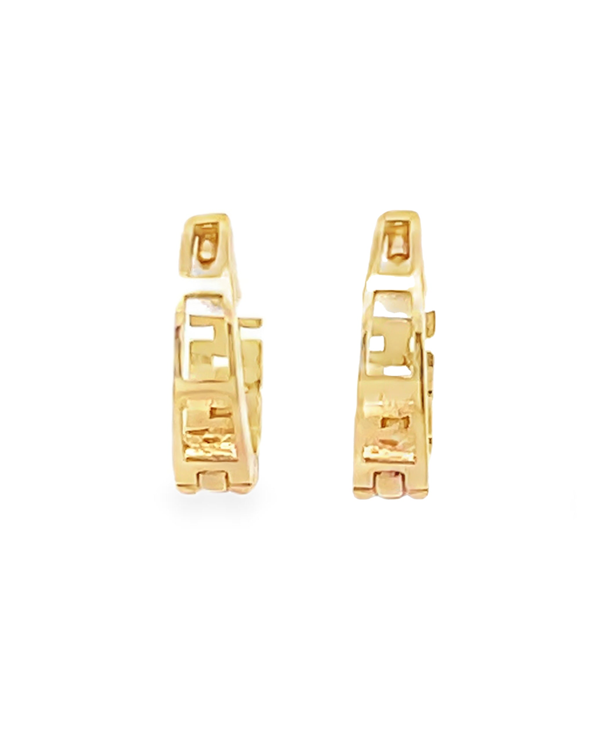 14K Yellow Gold Chain Link Huggie Hoop Earrings