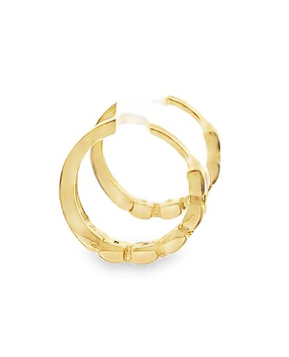 14K Yellow Gold Chain Link Huggie Hoop Earrings