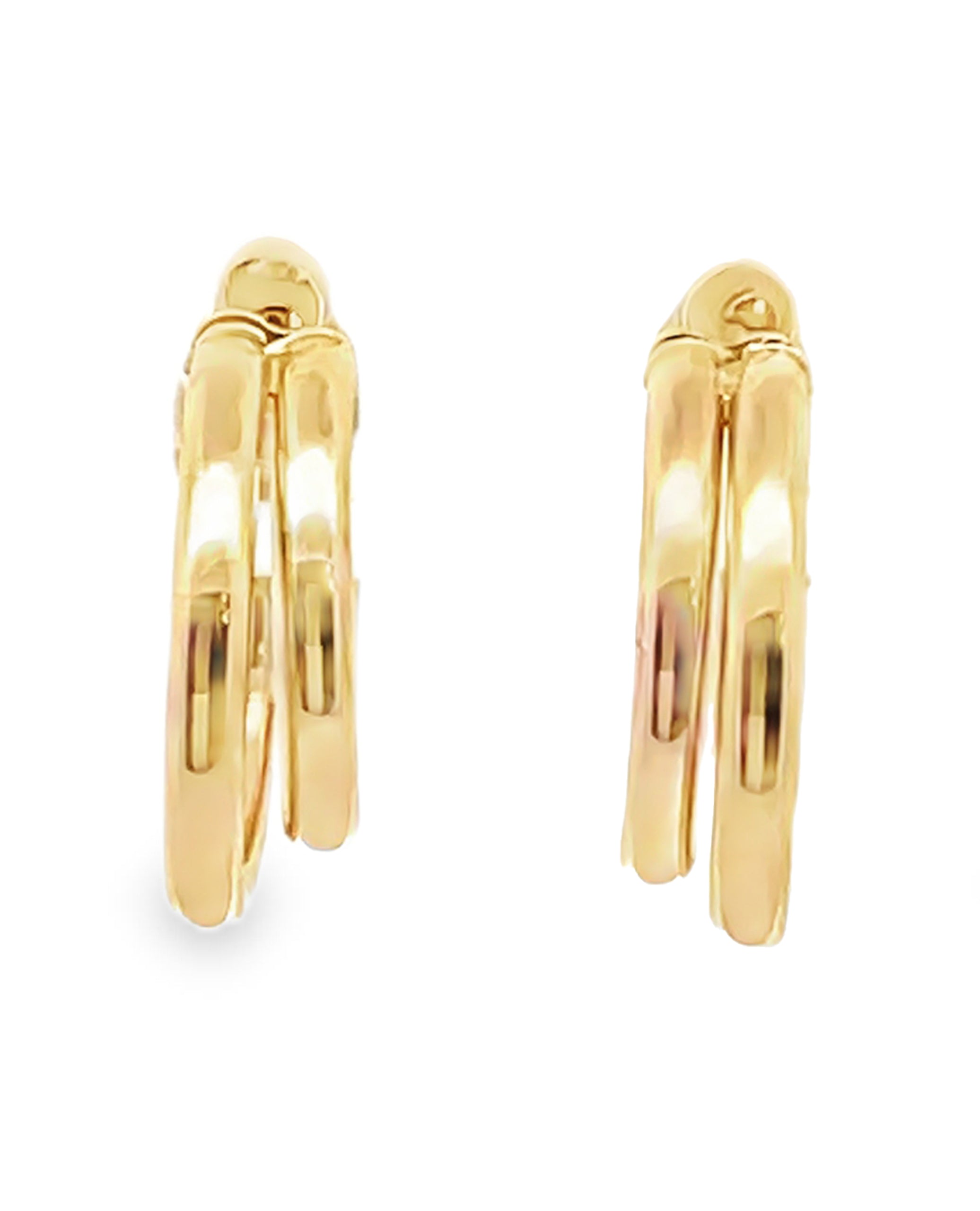 14K Yellow Gold Double Hoop Earrings with Pushbacks