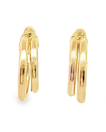 14K Yellow Gold Double Hoop Earrings with Pushbacks