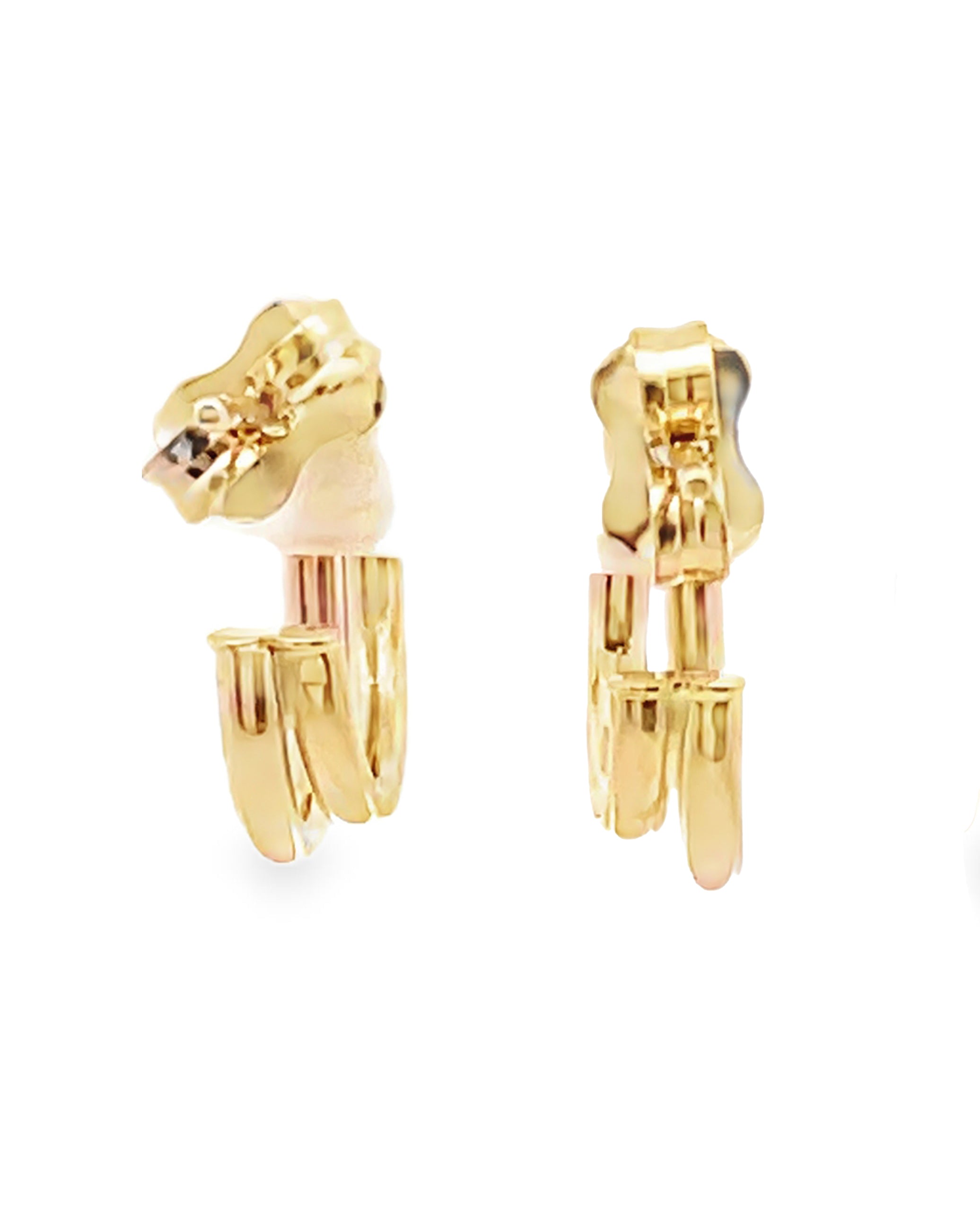 14K Yellow Gold Double Hoop Earrings with Pushbacks