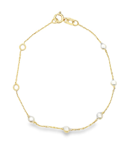 14K Yellow Gold Pearl Bracelet