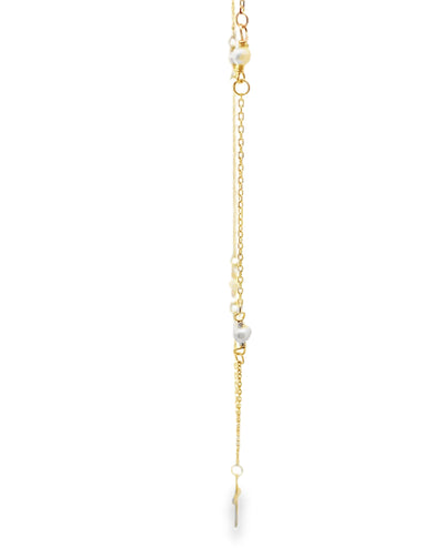 14K Yellow Gold Cross Necklace with Pearls