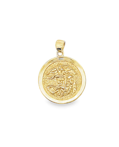 14K Yellow Gold St. Michaels Medal Pendant